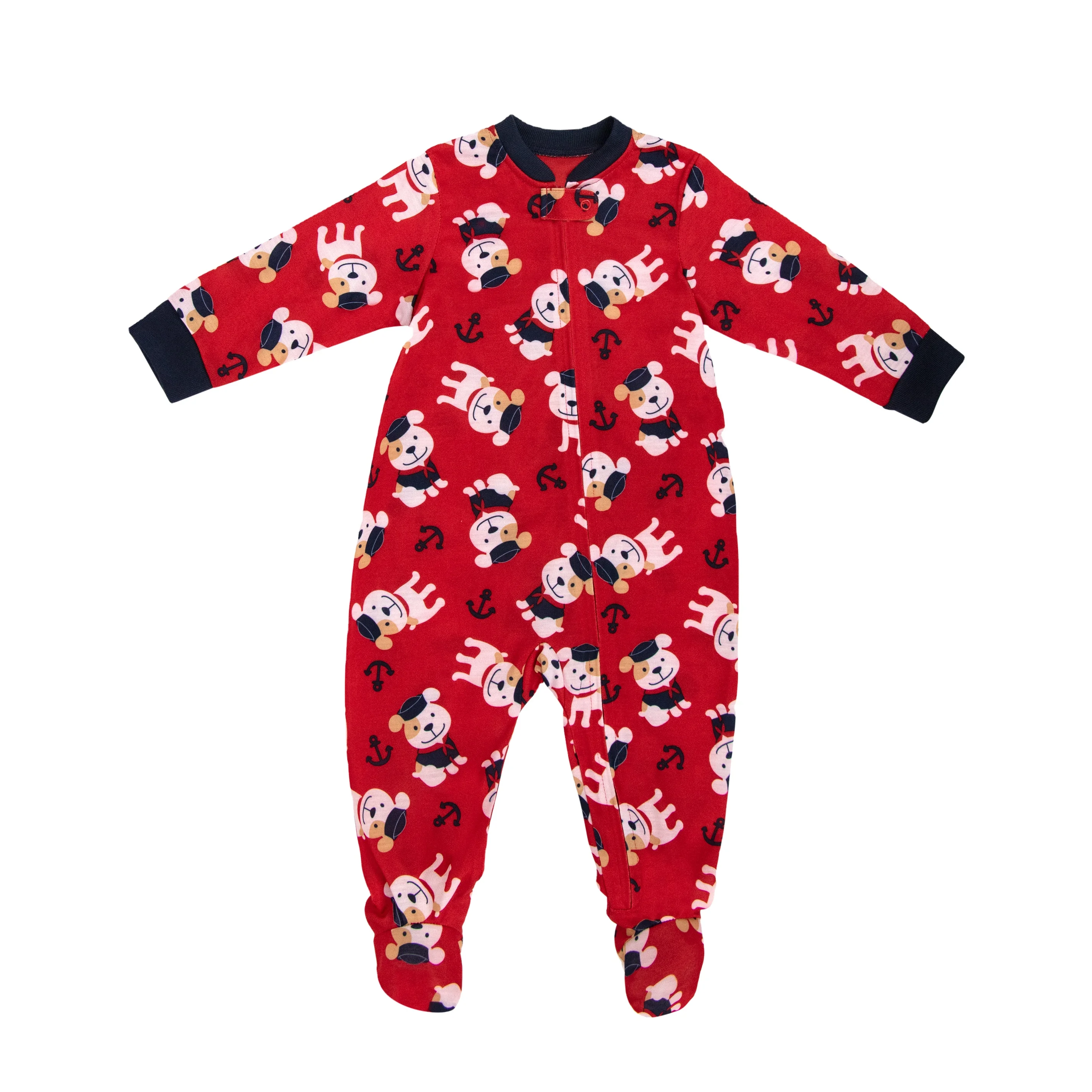 JOYUAN GARMENT MANUFACTURER BR190805 baby romper - RED DOG BOY PRINT KIDS INFANT clothes outfit HOME SLEEPWEAR footed