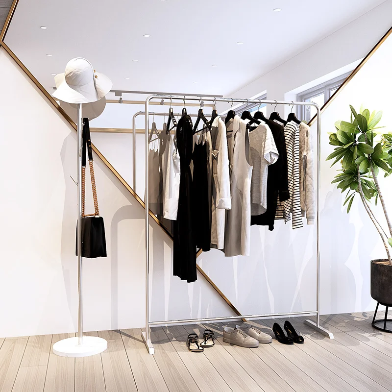 Hot selling High Quality matel Coat Rack Stand stainless steel storage hanging stand for clothes floor hanger for clothing shop