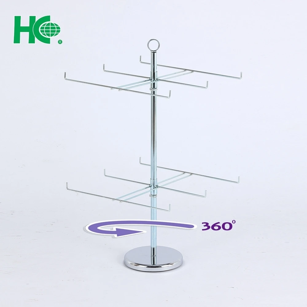 2 tiers rotating metal wire spinner display rack/ revolving countertop retail display racks