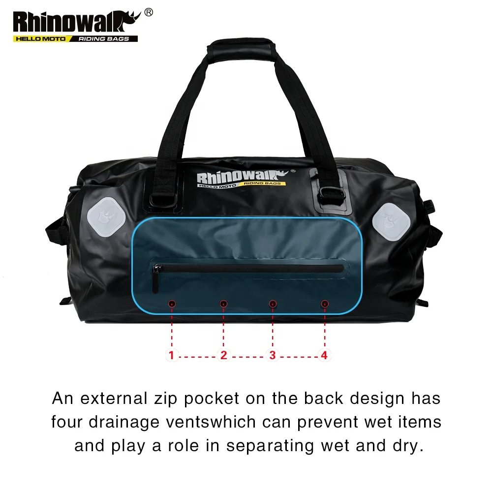 Rhinowalk 65L Waterproof Duffel Bag Motorcycle Travel Dry Duffel Bag for Motorcycling Boating Kayaking Camping Fishing Outdoor