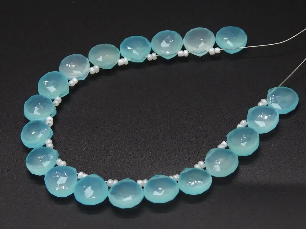 
Aqua Blue Chalcedony Matched Pair Faceted Heart Shape Drops Briolette Finest Quality Wholesale Price New Arrival 