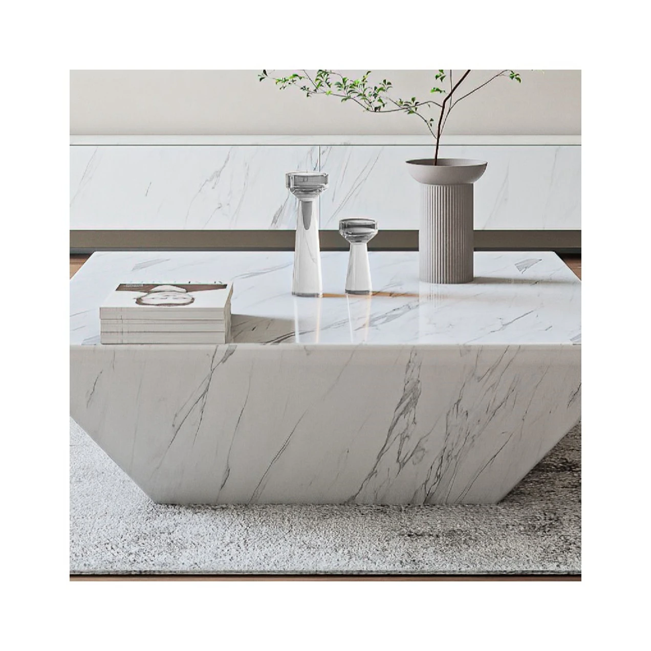 Livingroom Modern Center Table Furniture Sofital White Natural Stone Marble Coffee Table Plinth Marble