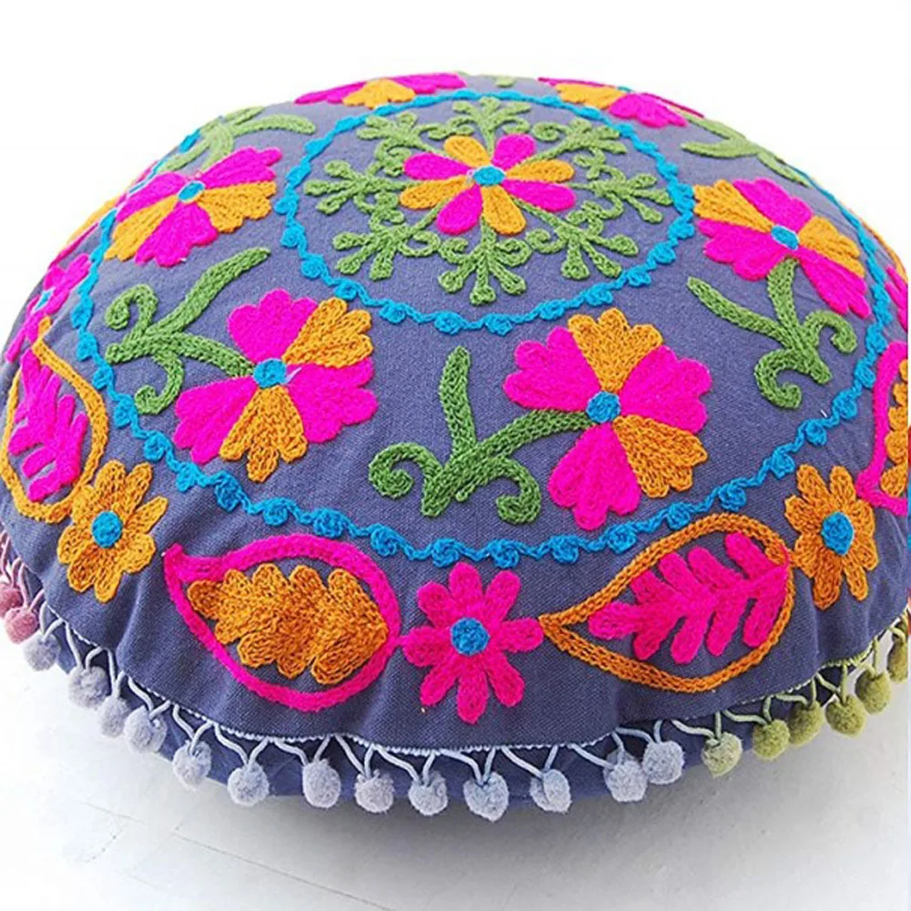 Высококачественная тканая наволочка ручной работы из хлопка круглая вышитая красивая