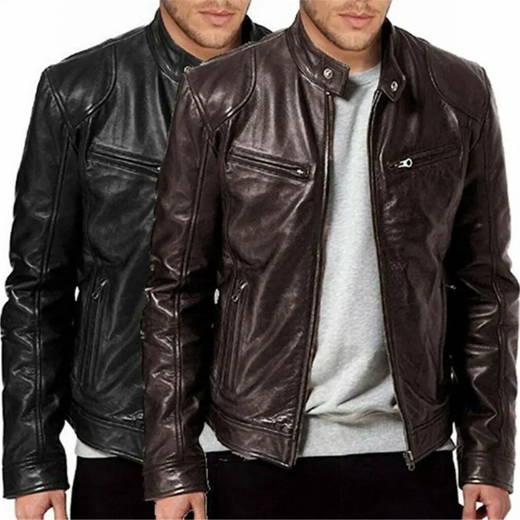 Men Motorcycle Fashion Leather Jacket  Casual Genuine Leather Racing Stylish Bikers Jacket Wholesale OEM