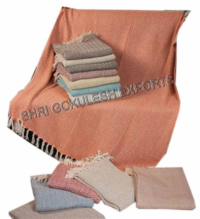 Cotton Moroccan Throw Blanket Bohemian Striped Throws Blanket Customize High Quality Large Size Space Travel Jacquard Technics