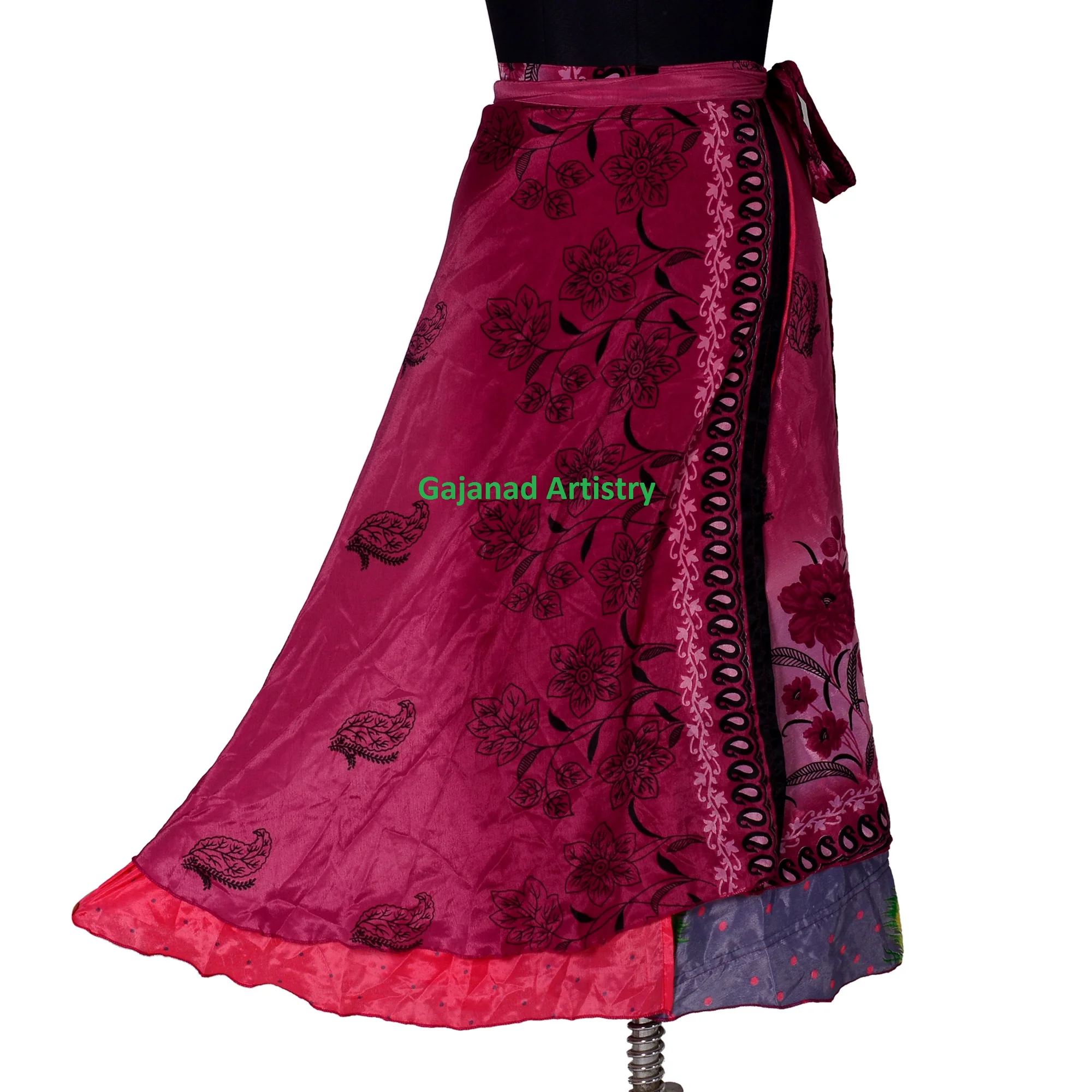 Wholesale lot Vintage Indian Silk Maxi Skirt Bohemian Floral maxi skirt Hippie Boho Summer skirts Wrap one size