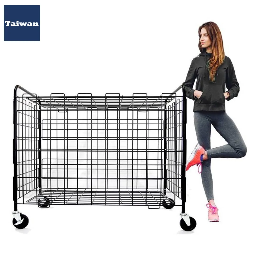 ボール整理カゴ ホイール付きスポーツ 3層バスケットボールカート ローリングバスケットボール収納カート ホイール付き