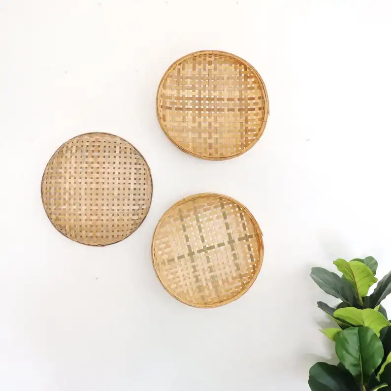  Лидер продаж бамбуковые настенные подвесные украшения для дома офиса комнатные и наружные декоративные корзины от Vi