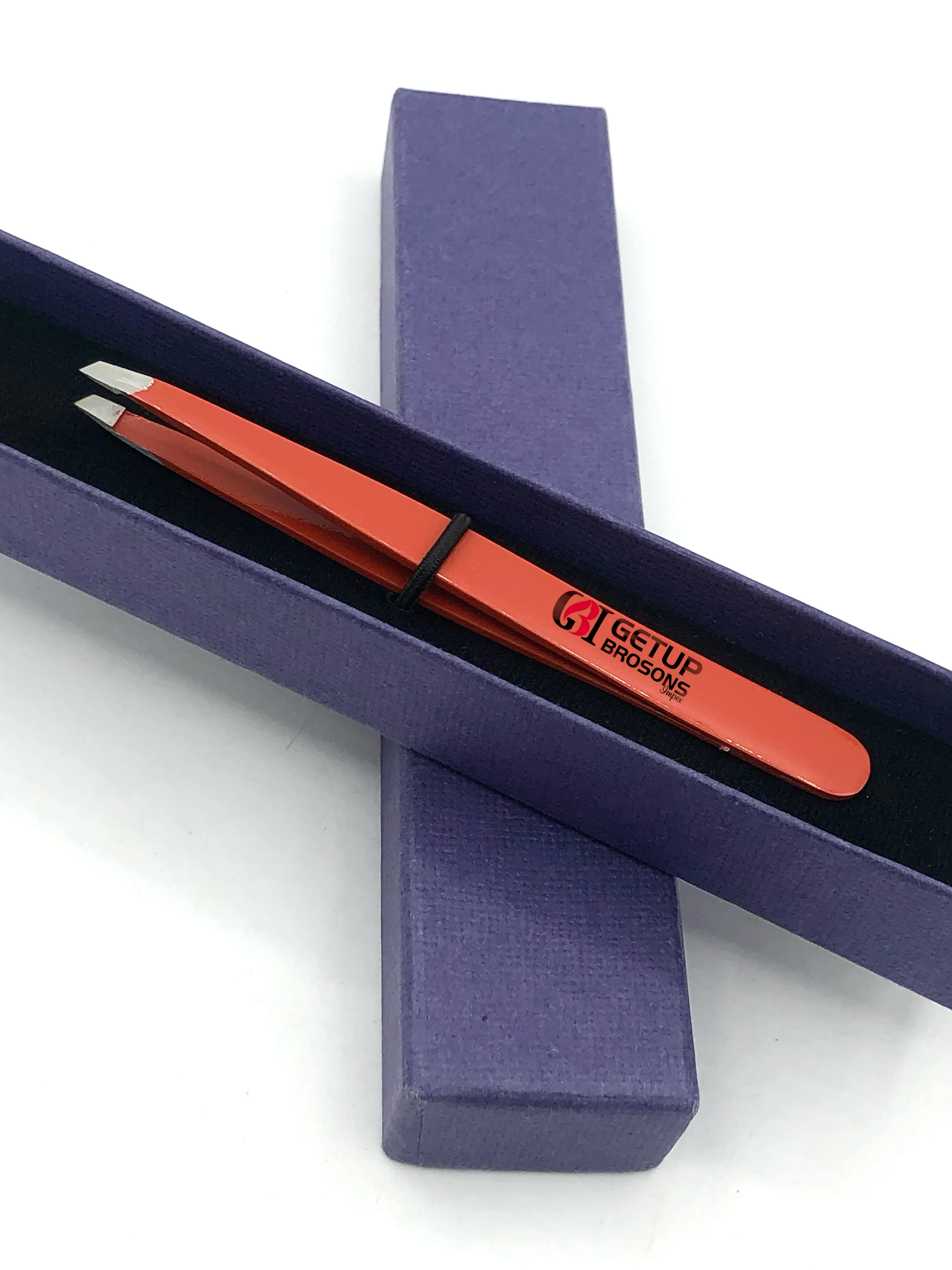 Пинцет для наращивания бровей с оранжевым порошковым покрытием