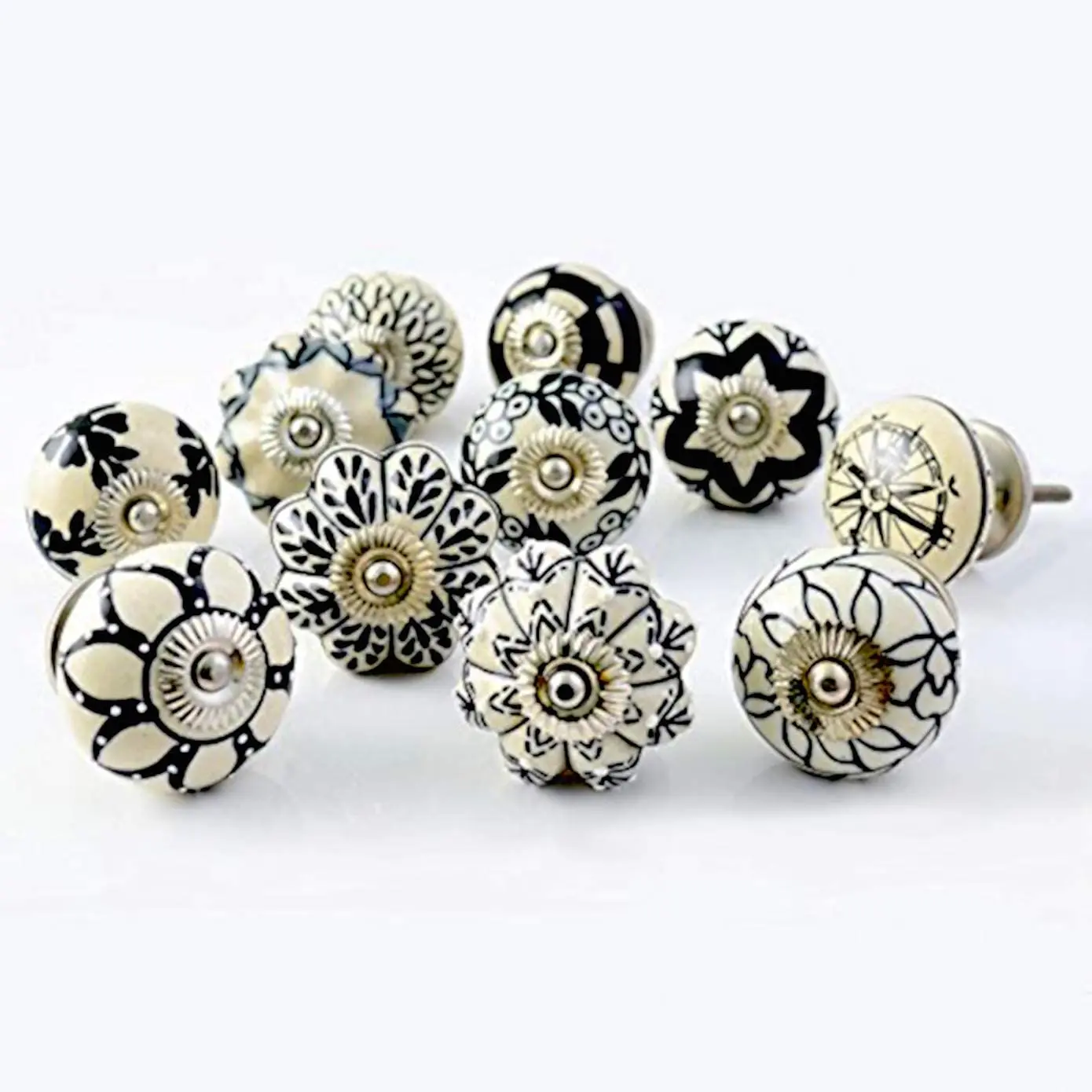 Handmade Multicolor Ceramic Knobs Hot Selling Assorted round Cabinet Door knobs for Kitchen and Gym Drawers Hand Painted