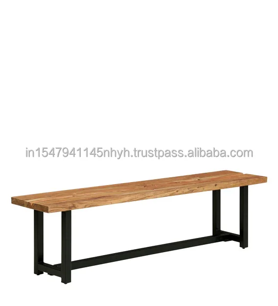 Vintage Industrial Acacia Wood Dining Bench Indian Jodhpur Iron Solid Wood Dining Bench Quality Luxury Dining Room Table
