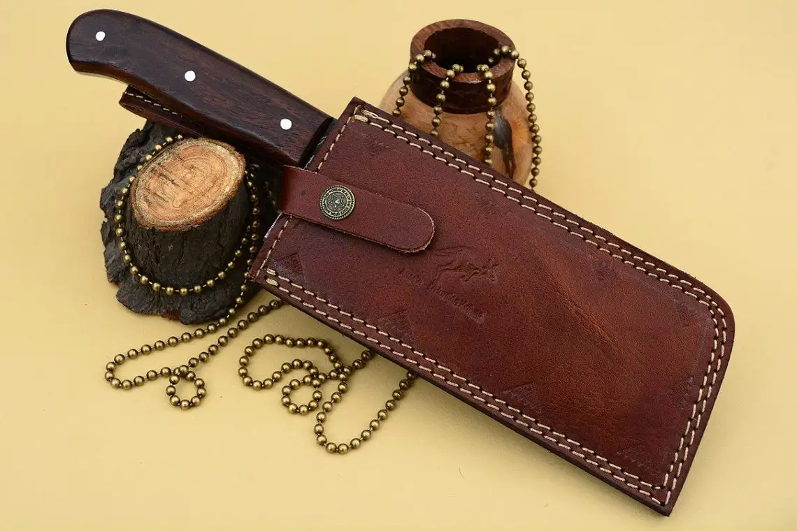 Handmade Damascus Cleaver with wooden handle,Hunting, Meat Cleaver, Kitchen Cutlery, Survival, Camping,