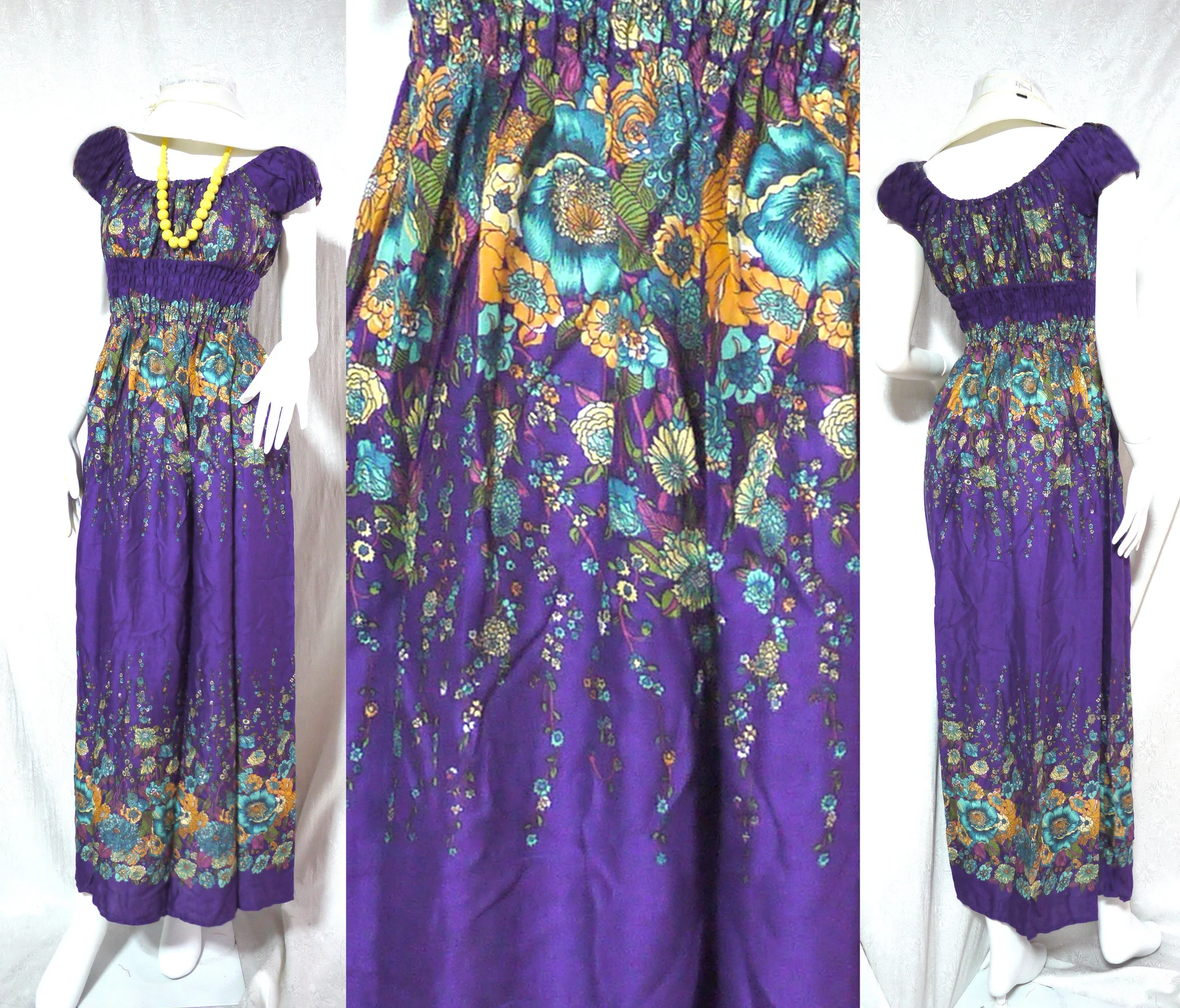 vintage retro HIPPIE BOHO HAWAII FLORAL BABYDOLL MAXI LONG DOLLY DRESSES cheap