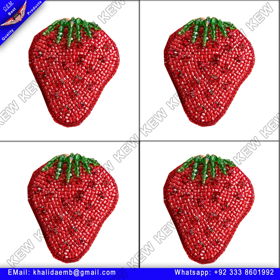 beaded brooch strawberry fruit pin embroidered juicy strawberry brooches handmade party wedding USA UK Europe