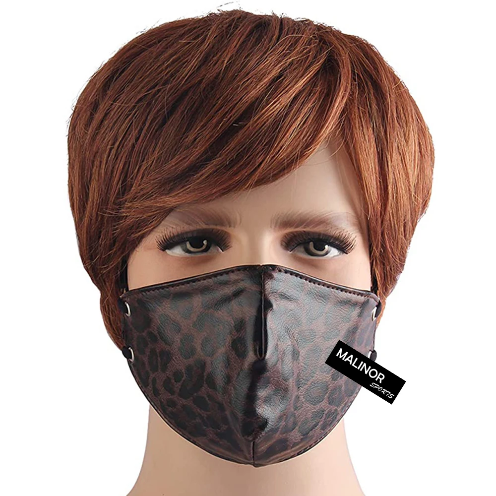 Print Leather Fashionable Face Cover Breathable Half Face Anti-Dust Sports Mask for Men Women