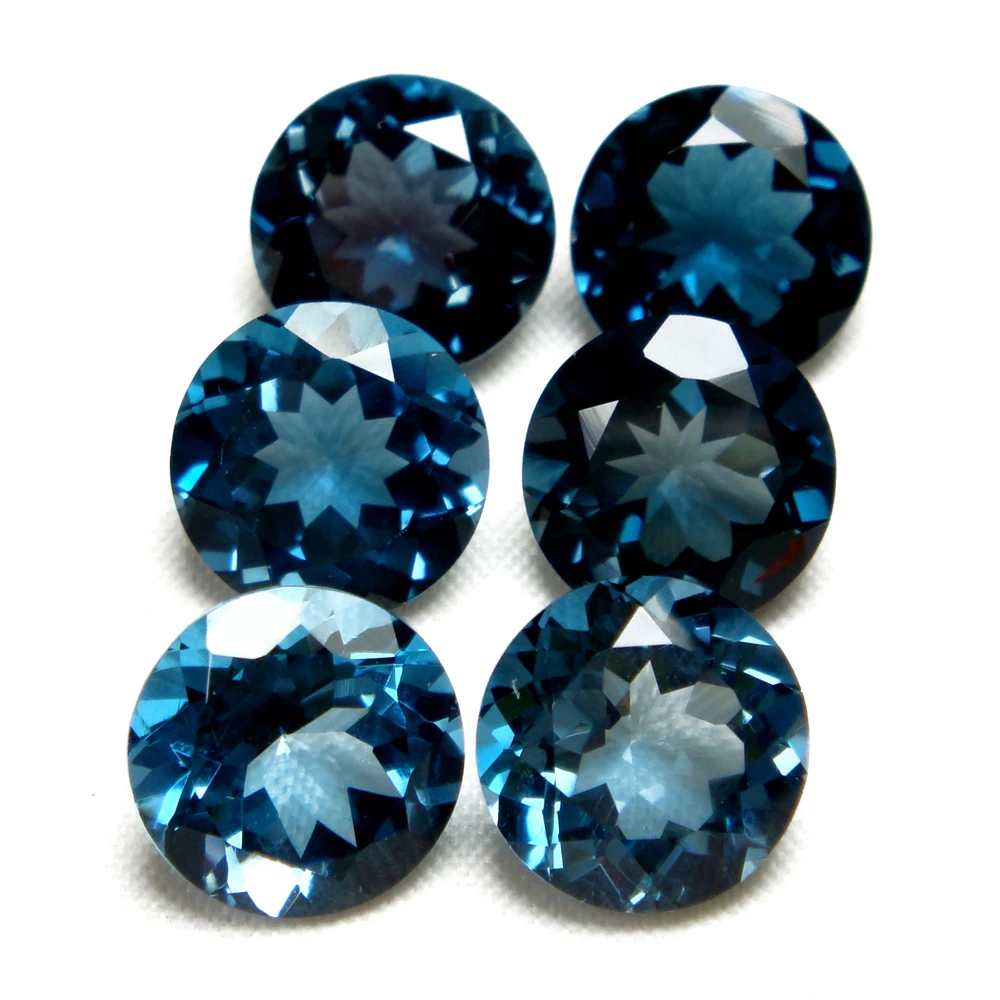 8 - 12 MM  London Blue Topaz Round Shape Faceted Cut Top Quality Wholesale Topaz Natural Loose Gemstone Sale Best Price Topaz