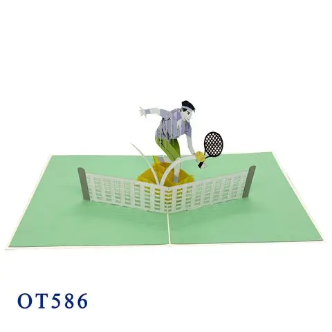 Tennis Sport 3D Pop Up Card Laser Cut Custom Design Handmade Vietnam Best Price Art Paper Top Trend Best Choice Gifts & Crafts