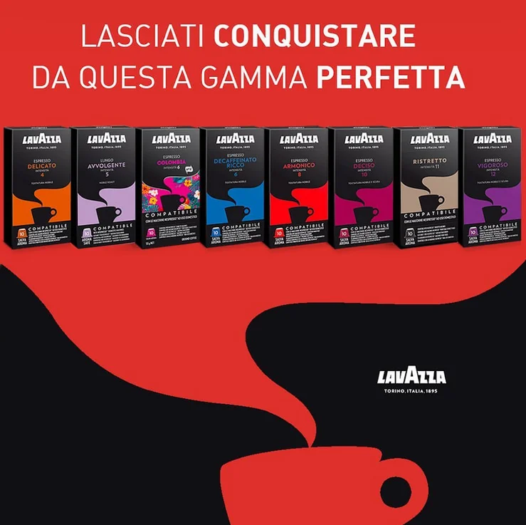 
lavazza nespresso capsules comaptible LEGGERO AVVOLGENTE DELICATO RISTRETTO COLOMBIA VIGOROSO DECISO ARMONICO DELICATO 