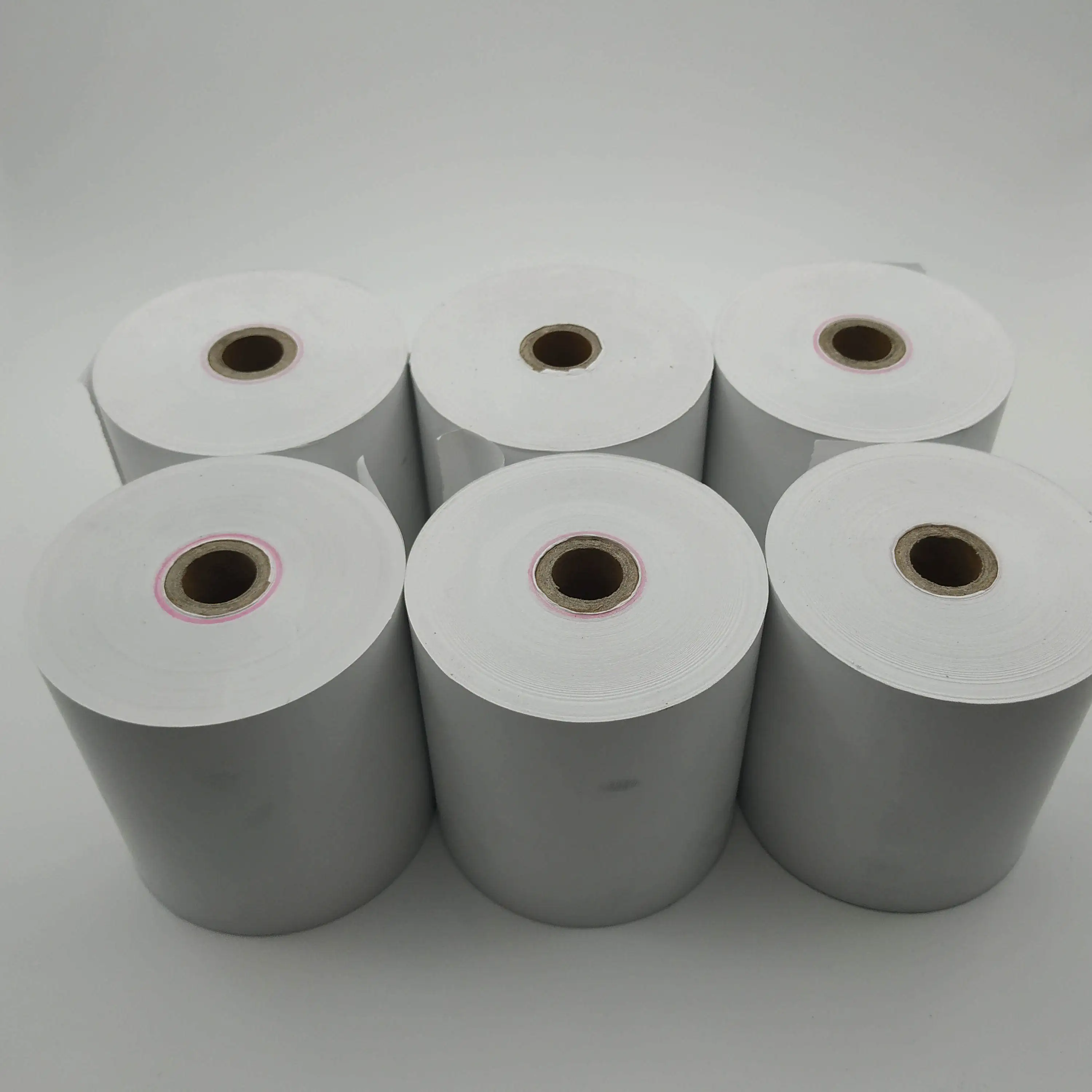 
80mm Plastic Core Thermal Receipt Roll POS Machine Paper Roll Customized Printing Cash Thermal Paper Clear Top White Shine Dark 