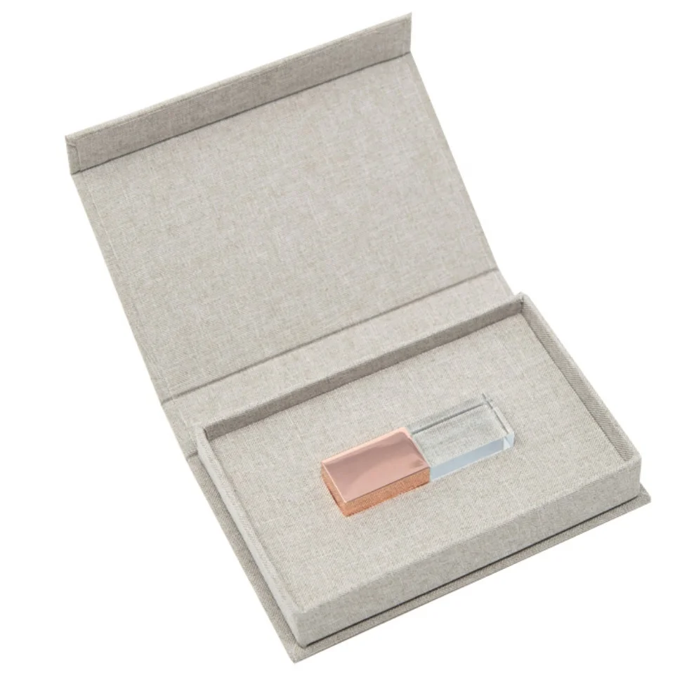 Small Custom Linen Textile USB Photo Box