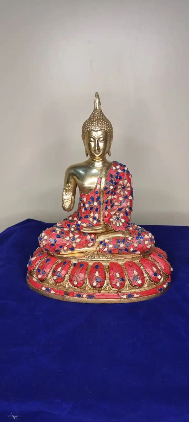 Ganesha idol with stone work brass