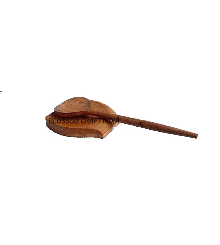Handmade Natural Wooden Spoon rest made of Mango wood Ideal for Spoons Holding available at Best Price