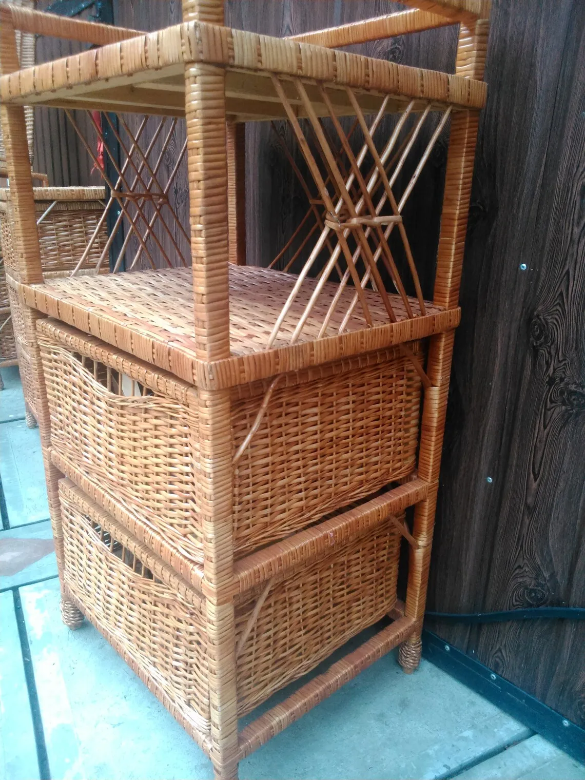 Новый дизайн 2020 полка из ротанга дерева и МДФ для цветов украшения сада