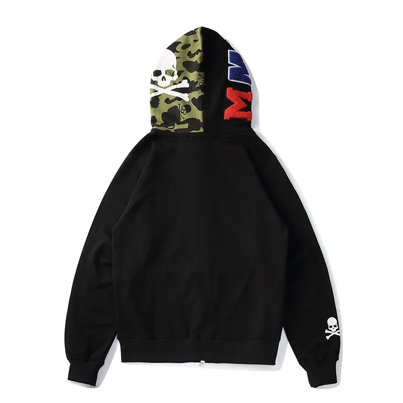 Fall Winter Fashion Wholesale Camouflage Coupleswear Casual Cardigan Hooded Bape Shark Men Plus Size Hoodies Jacket