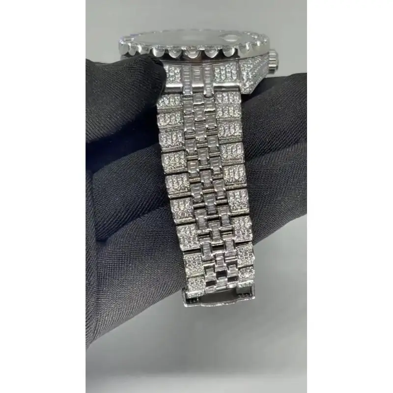 GH VSSI настоящий бриллиант часы для мужчин и женщин 14-18 лет Алмазный КТ в стиле «хип-хоп» кварцевые из нержавеющей стали мужское кольцо с бриллиантами наручные