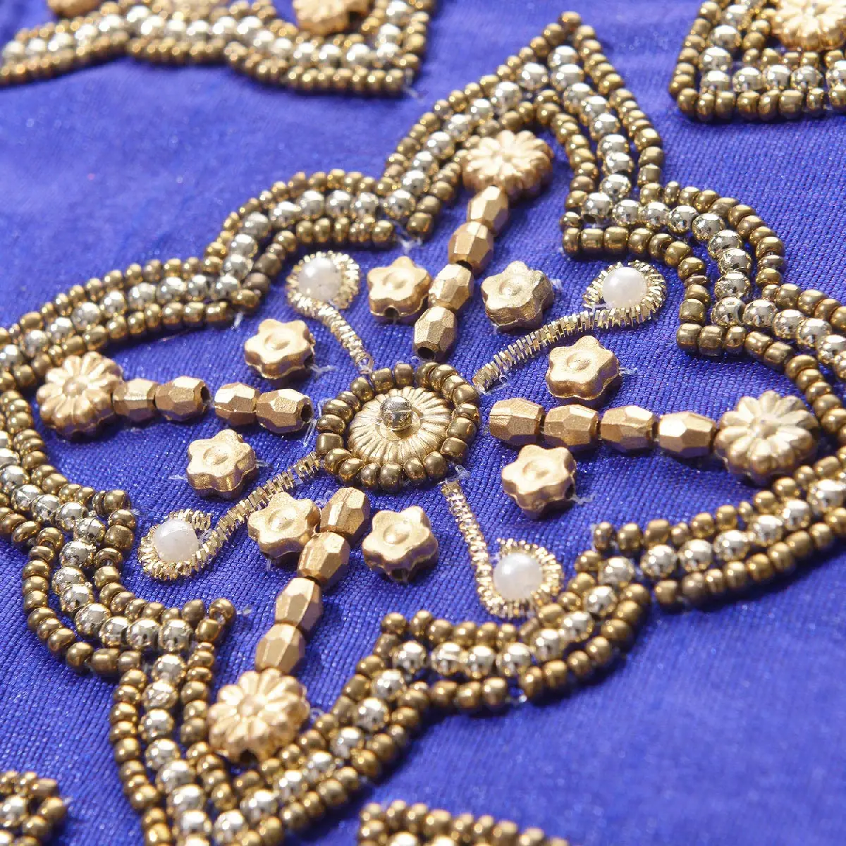 Wholesale Set of 3 Royal Blue Acrylic Desk Organizers Handcrafted with Embroidery & Rhinestone Pens