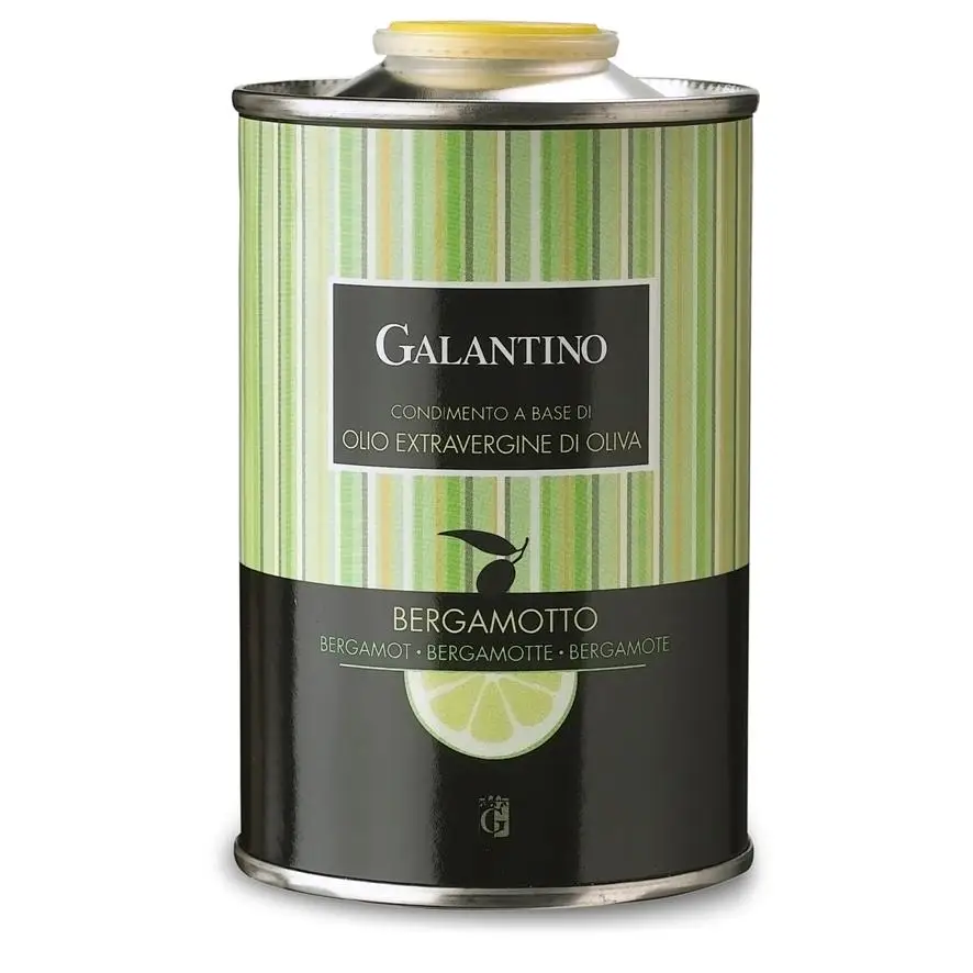 Natural Flavored Extra Virgin Olive Oil  And Bergamot Tin 250 Galantino for dressing and cooking 250ml Italy