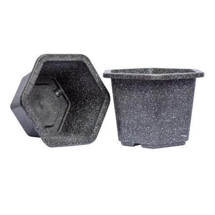 Hexagon Shape Flowerpot Gardening Accessory Planter PP Plastic FA Plant Pot Used with Flower/green Plant One Container Black