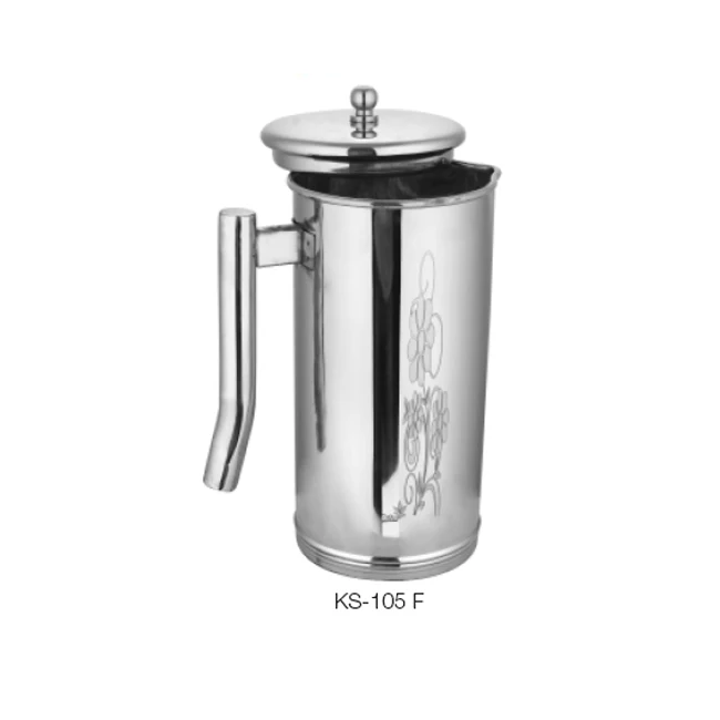 STAINLESS STEEL WATER JUG / JUG WITH LID / INDIAN JUG PITCHER WITH DECORATIVE ACCENTS FOR SALE IN WHOLESALE