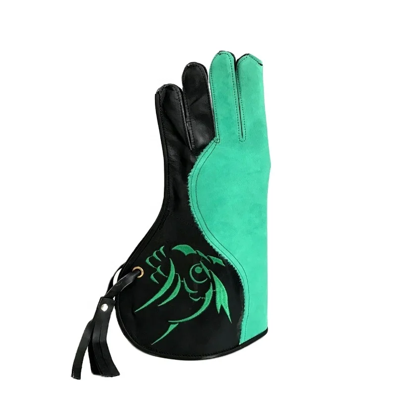 100% Handmade Best Quality Double Layer Genuine Nubuck Leather Falconry Gloves for Hunting and Outdoor Activities
