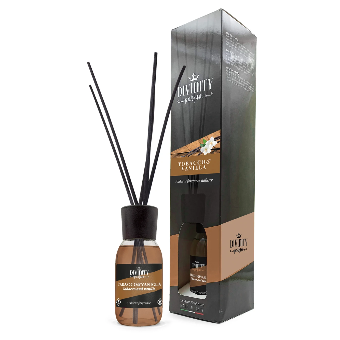 Top quality Tobacco and vanilla fragrance italian reed diffuser exclusive line 125ml home fragrance