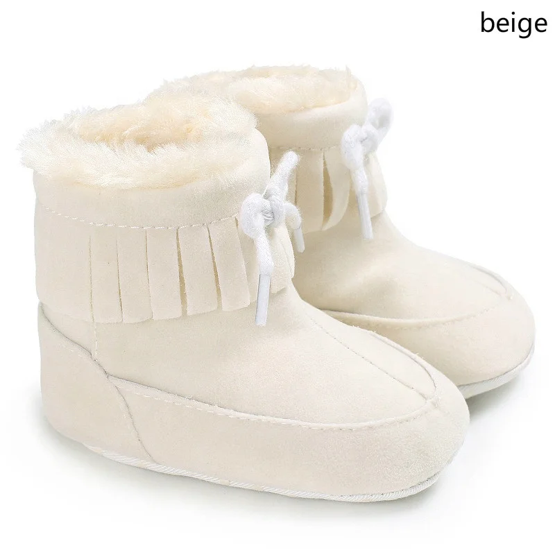 
Tassel Warm Thick Plush Solid Color Baby Boys And Girls Shoes Toddler Snow Boots 