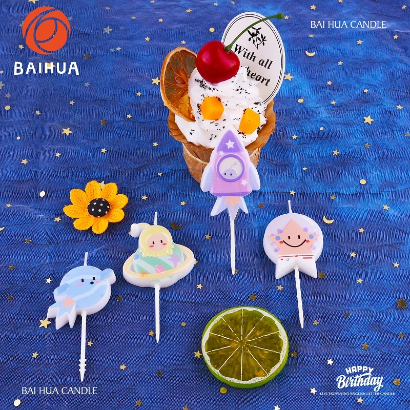 Baihua Fantasy 3D Design Space Theme Birthday Cake Candles For Boys and Girls