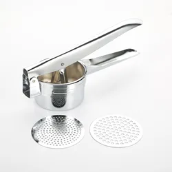 Fancy Chrome Plated Potato Ricer Non-Slip Grip Handle with 2 Discs for Larger Capacity  Vegetable Fruit Purees Juicer Baby Food