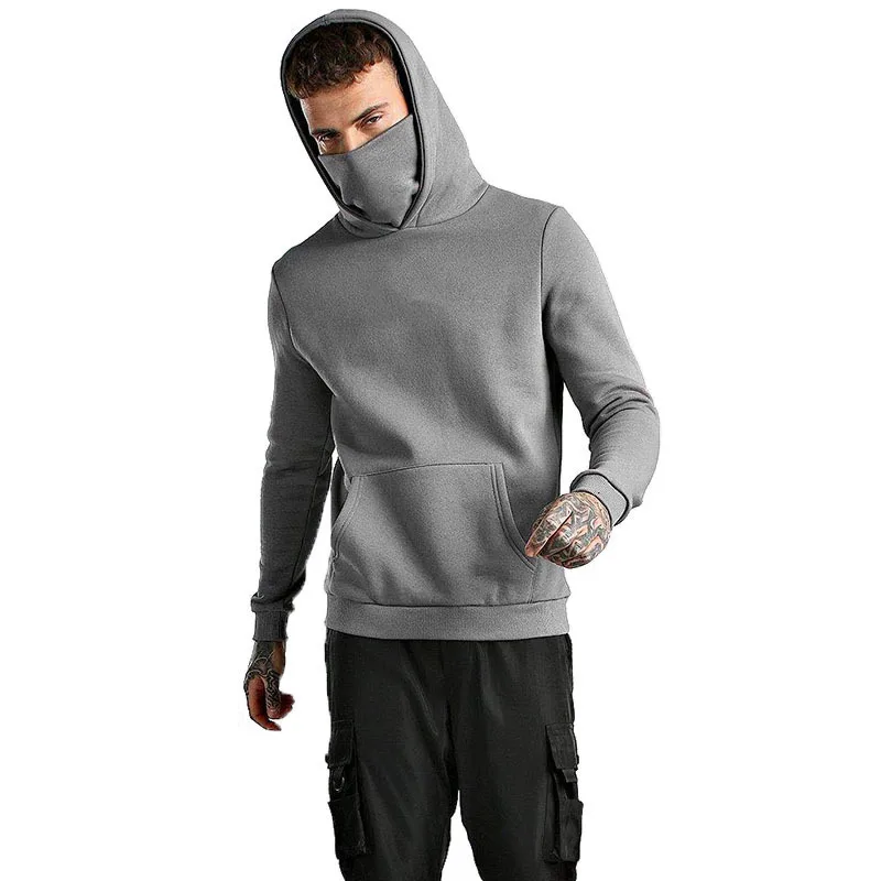 Gama Sports Custom Oversized Face Cover Mask Hoodie Men Blank Thick Fleece Cotton Pullover Ninja Hoodies With Masked