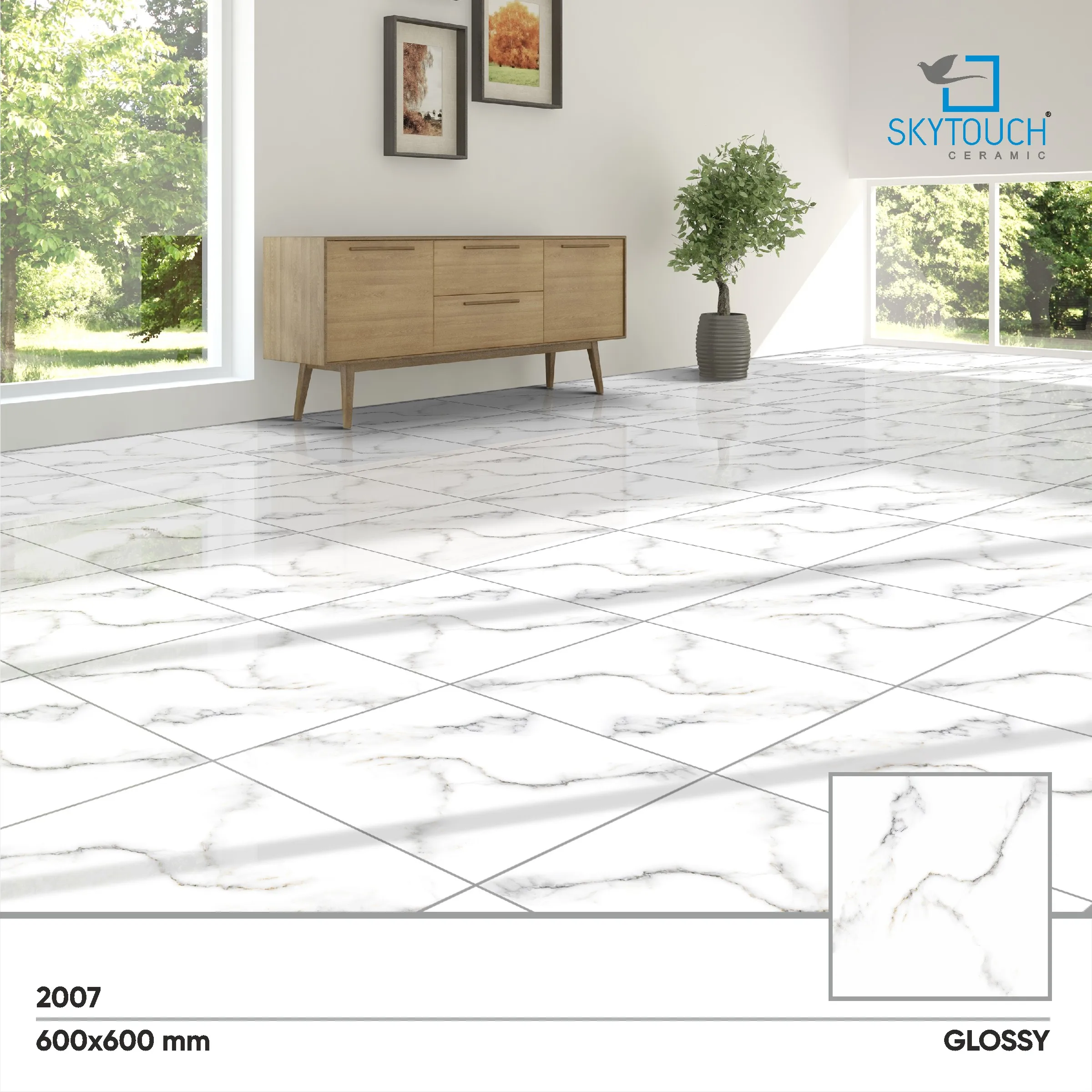 600mm*600mm 8.2mm Impressive Look Onyx Black Marble Look White Digital Glazed Porcelain Floor Tiles Durable acid resistant