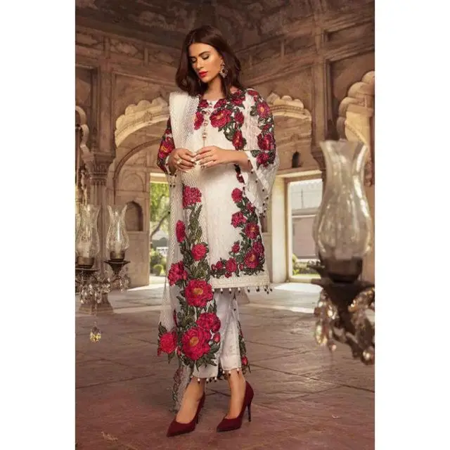 Pakistani Salwar Suit with Dupatta 5 Pieces Suits Indian Wholesale Festival Wear Faux Georgette Embroidered for Women Summer Net