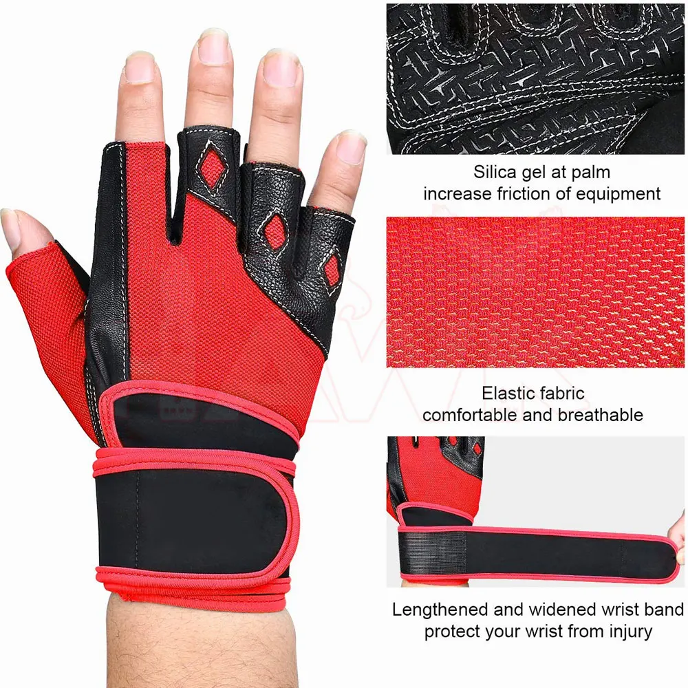 Перчатки с открытыми пальцами для тяжелой атлетики, занятий в спортзале, перчатки для тяжелой атлетики
