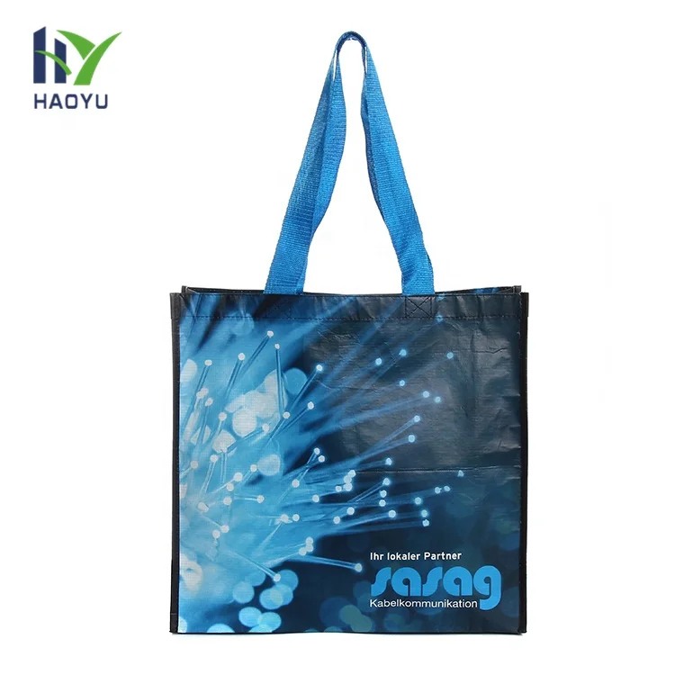Promotional custom recycled eco friendly waterproof stitchbond laminated RPET non woven shopping bag