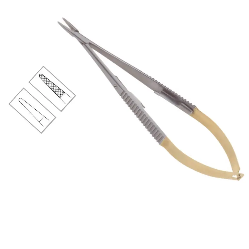 Иглодержатель Castroviejo с вставкой из карбида вольфрама 15 см прямой замком