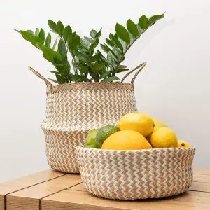 Woven Basket Sustainable Wholesales Natural rattan Seagrass gift pack BELLY BASKET WITH LID Home decor Handicraft in Vietnam