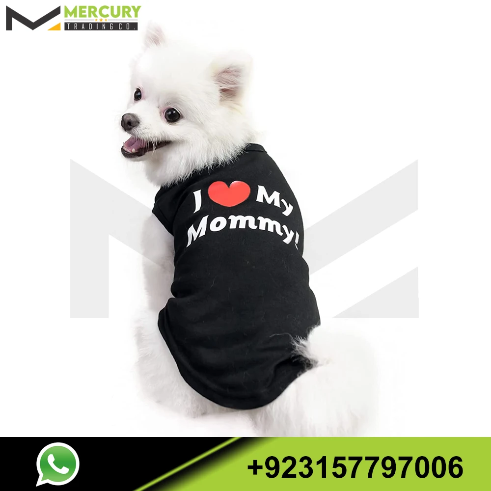 Dog T Shirts Clothes Cotton Shirts Soft and Breathable Dog Shirts Apparel Fit Printed with I Love My Mommy Black