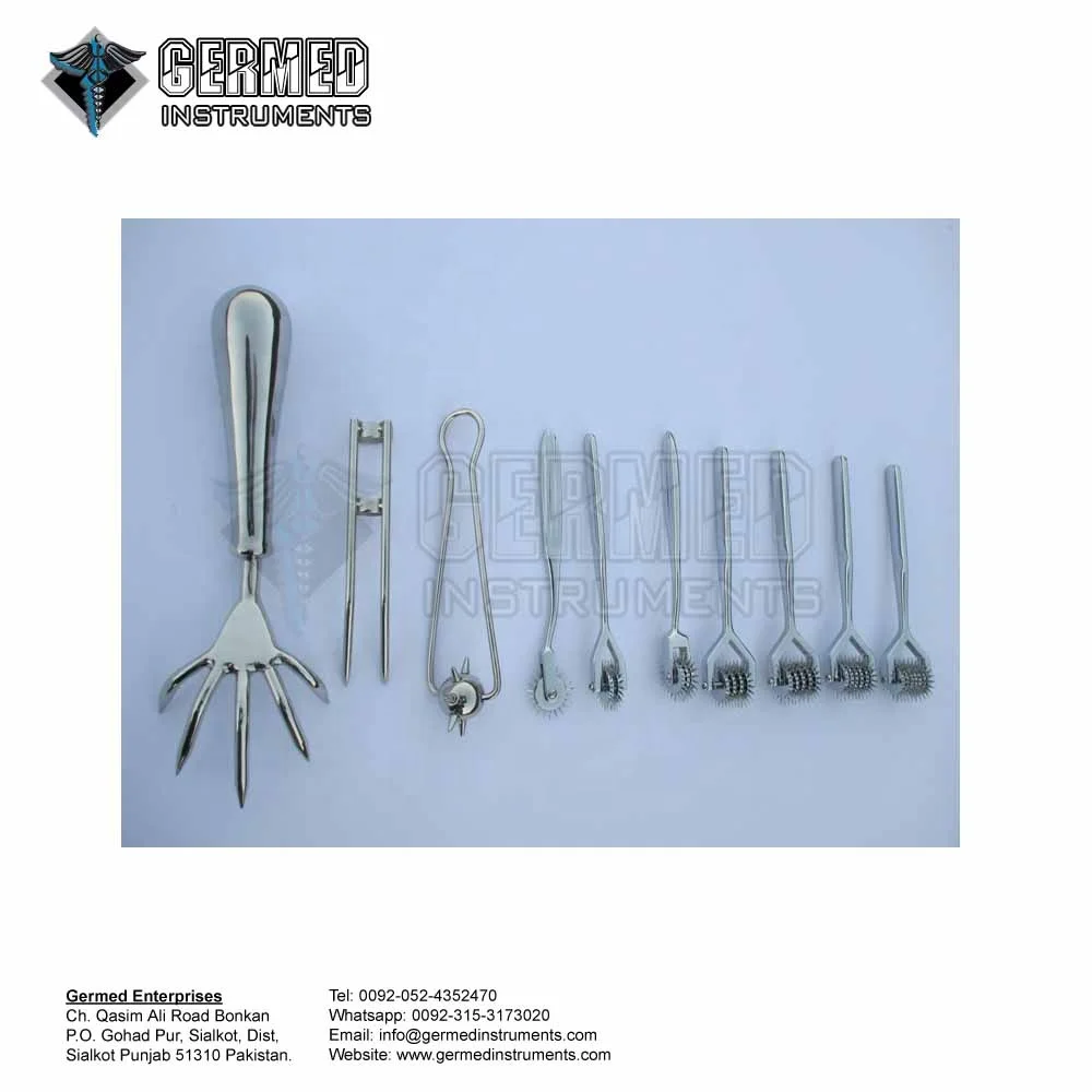Supplier Wholesale Customized Stainless Steel Black Coated Wartenberg Pinwheel Dual 2 Row Medical Diagnostic Sensory Tool GERMED