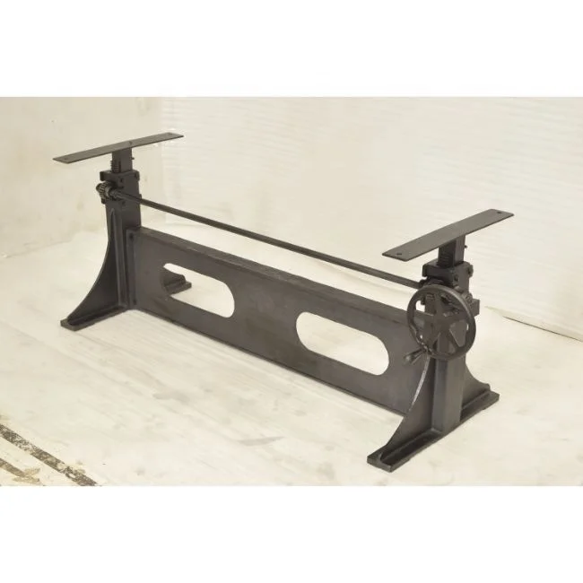 Industrial Antique American Design Style Hand Lifting Adjustable Cafe Restaurant Banquet Club  Cast Iron Crank Dining Table Base
