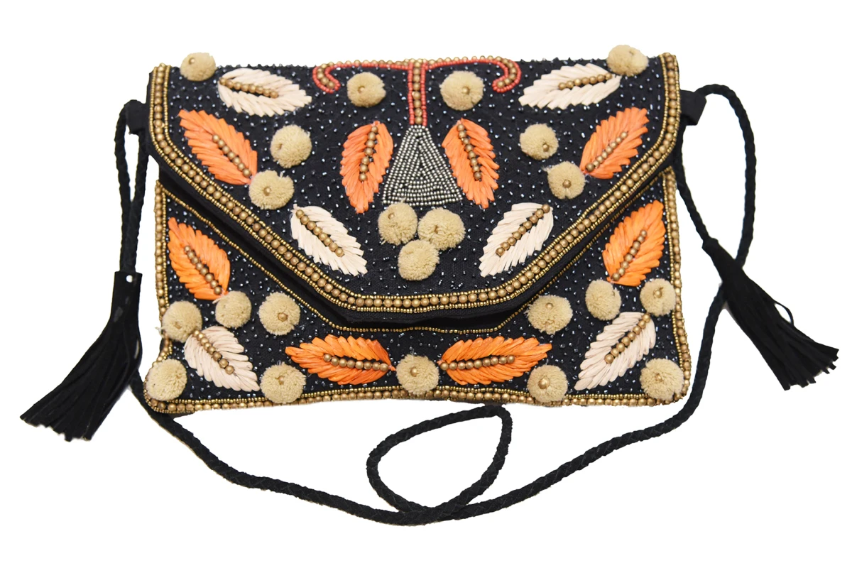 beaded work handmade women evening clutch bag