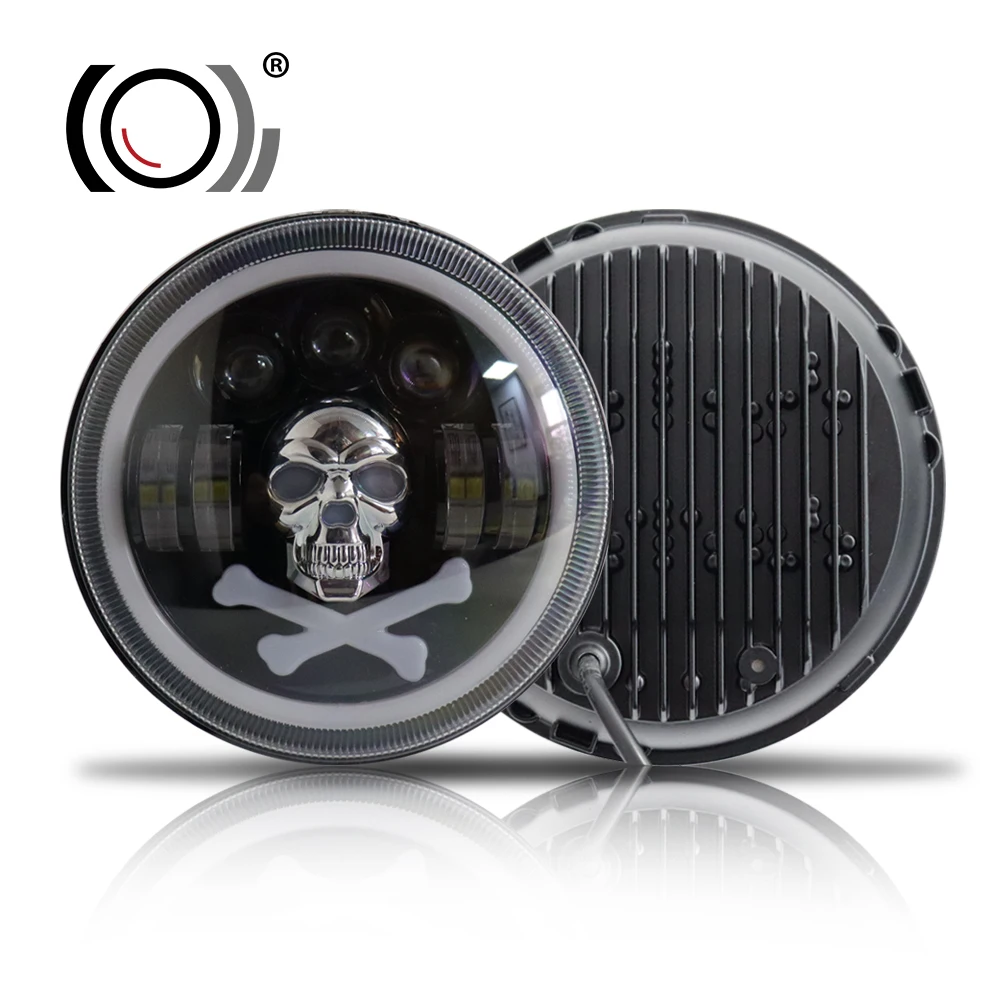 2022 NEW Style Angel Eyes DRL Turning Light Auto RGB Round headlight 27w 7 inch led headlight for  Car Motorcycle